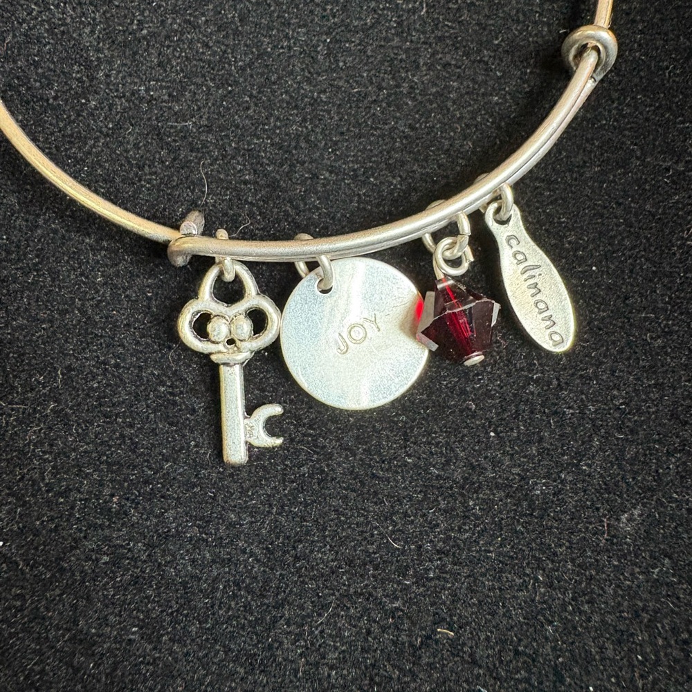 Silver Charm Bracelet with Key and Leaf Accents